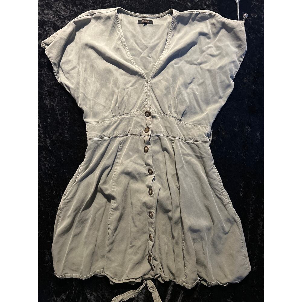 Quince Vintage Wash Button Front Dress – Large – Olive